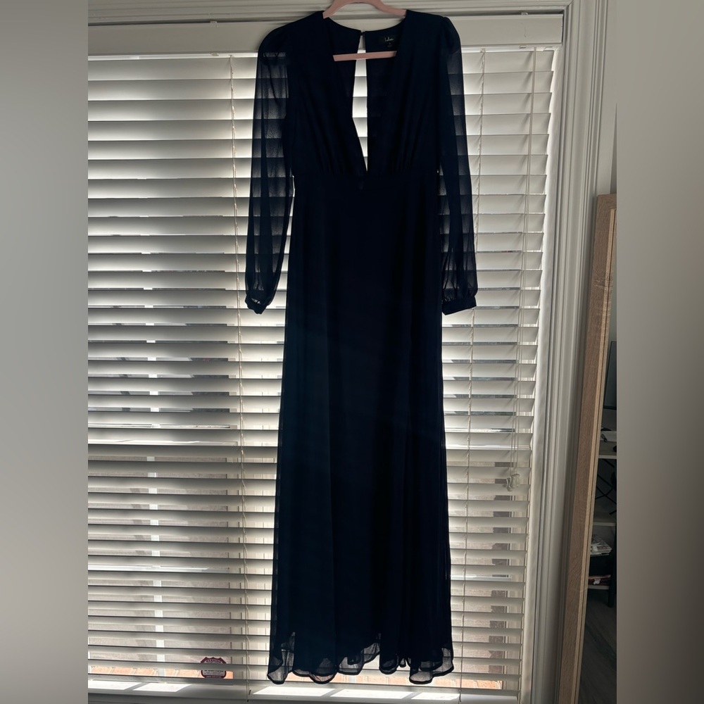 Lulus “All my life” Navy blue long sleeve maxi dress.